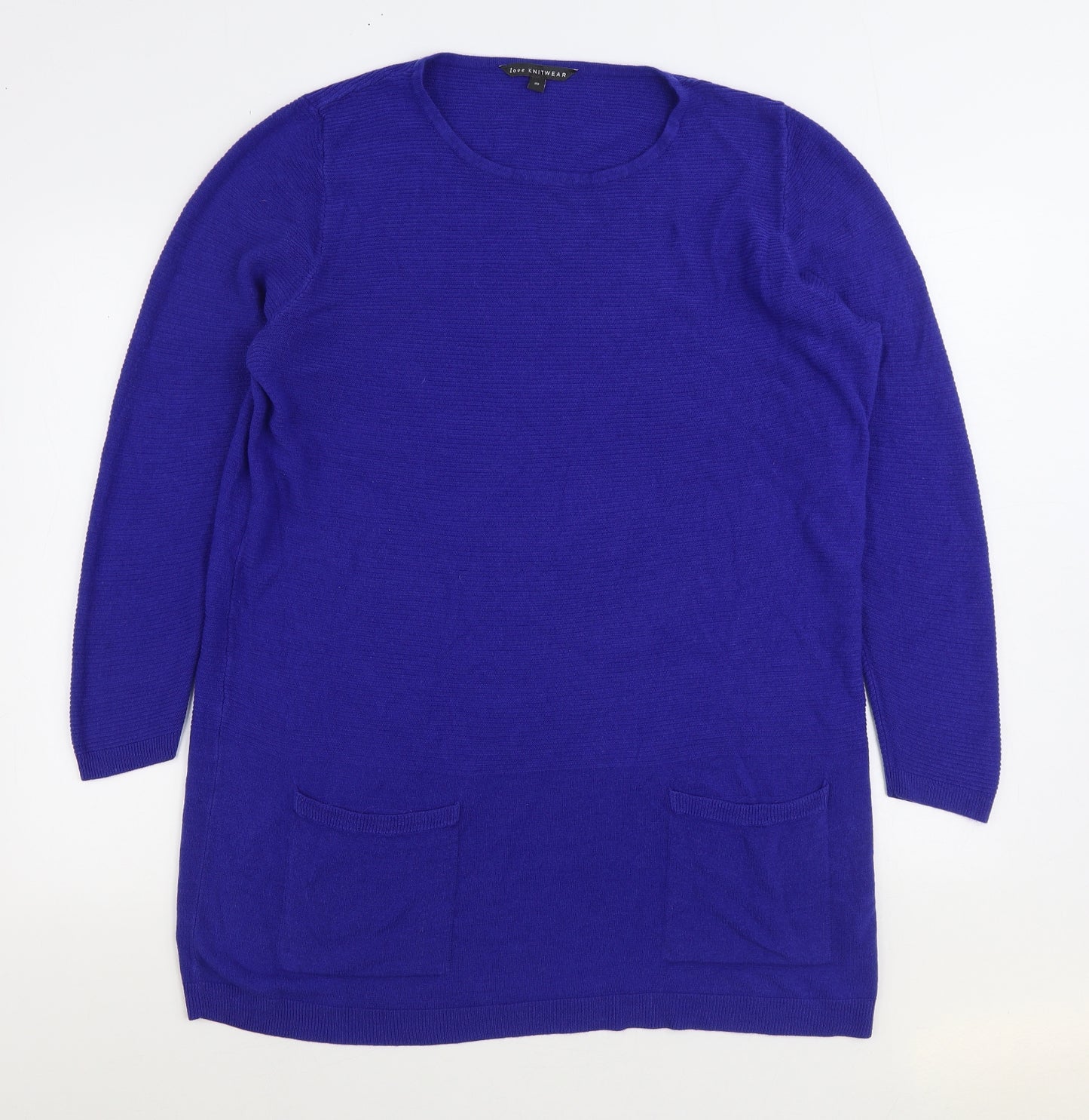 Bonmarché Womens Blue Round Neck Acrylic Pullover Jumper Size 20