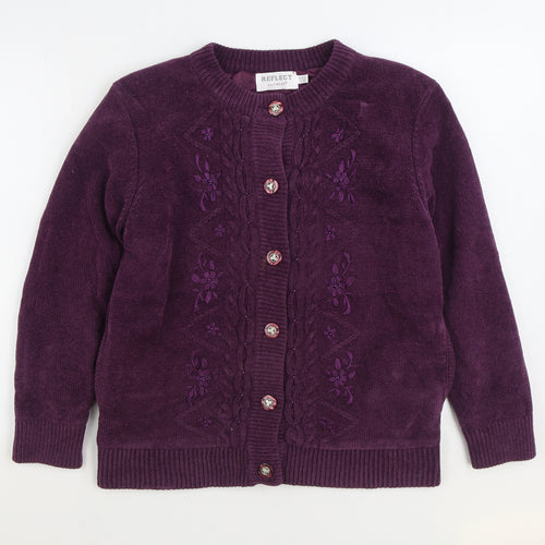 Reflect Womens Purple Round Neck Acrylic Cardigan Jumper Size L