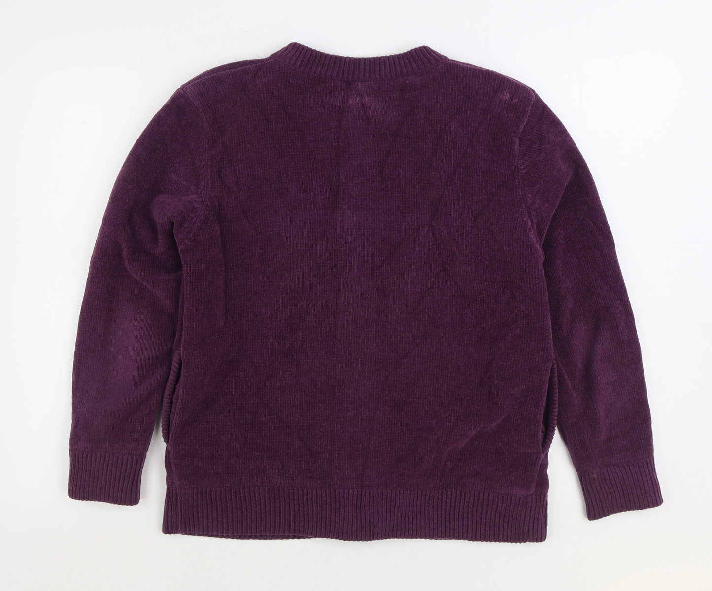 Reflect Womens Purple Round Neck Acrylic Cardigan Jumper Size L