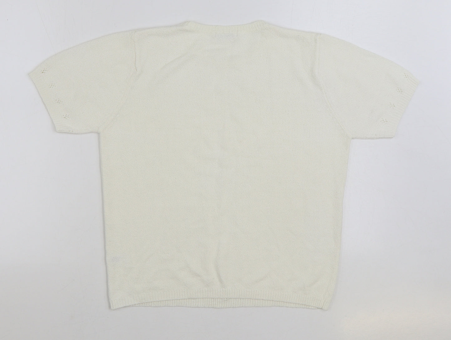 Berkertex Womens White Round Neck Acrylic Pullover Jumper Size 14