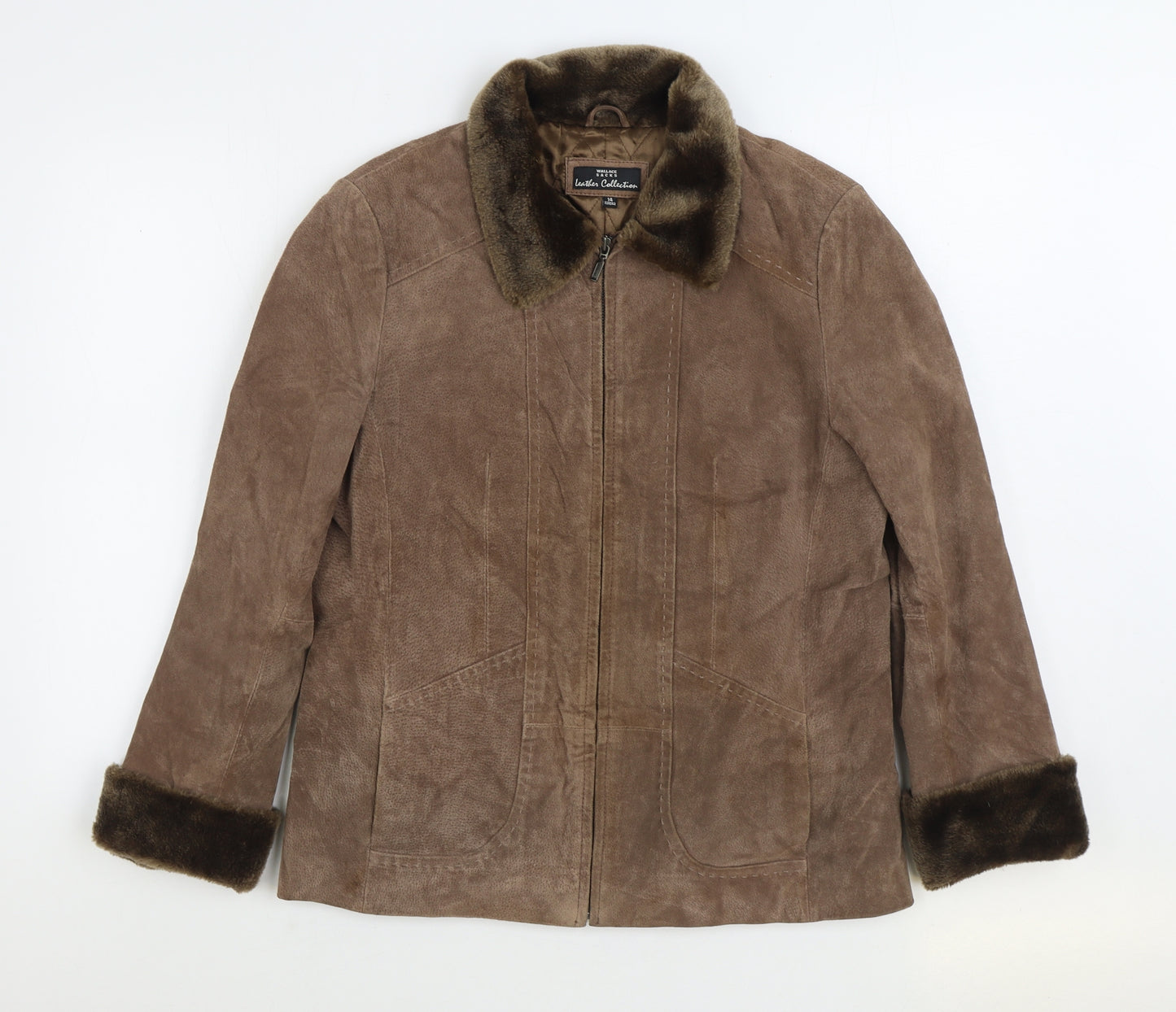 Wallace Sacks Womens Brown Jacket Size 14 Zip