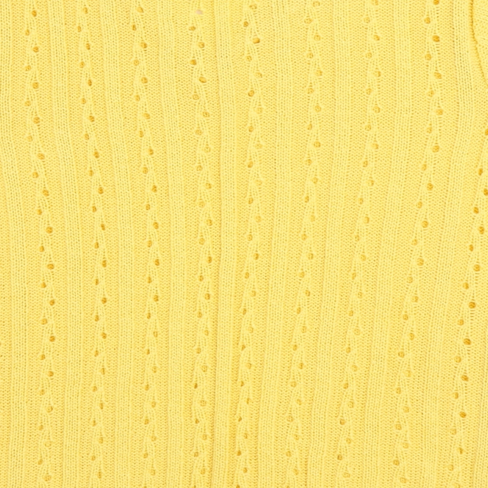 Daxon Womens Yellow V-Neck Acrylic Pullover Jumper Size 16