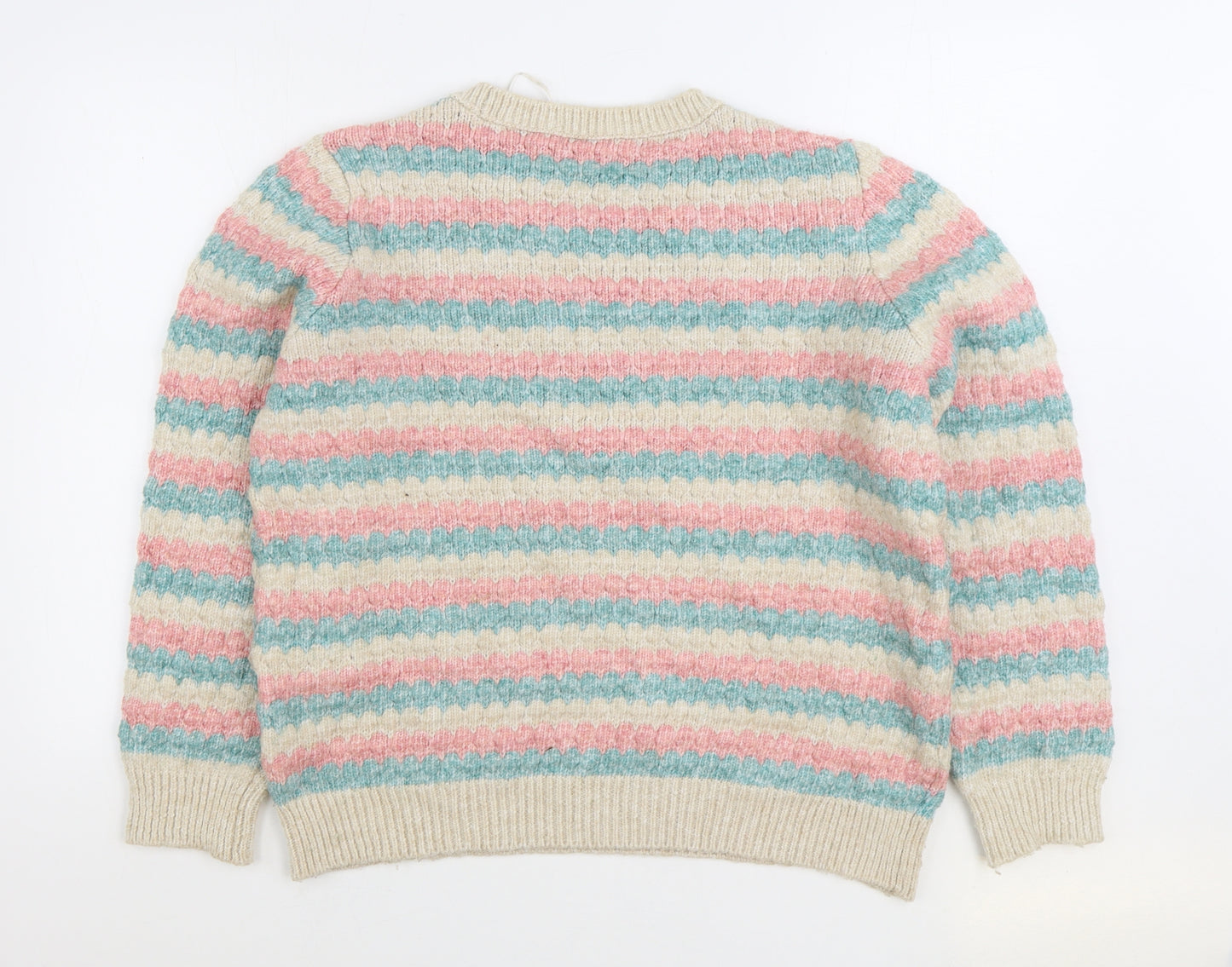 Matalan Womens Multicoloured Round Neck Striped Acrylic Pullover Jumper Size L