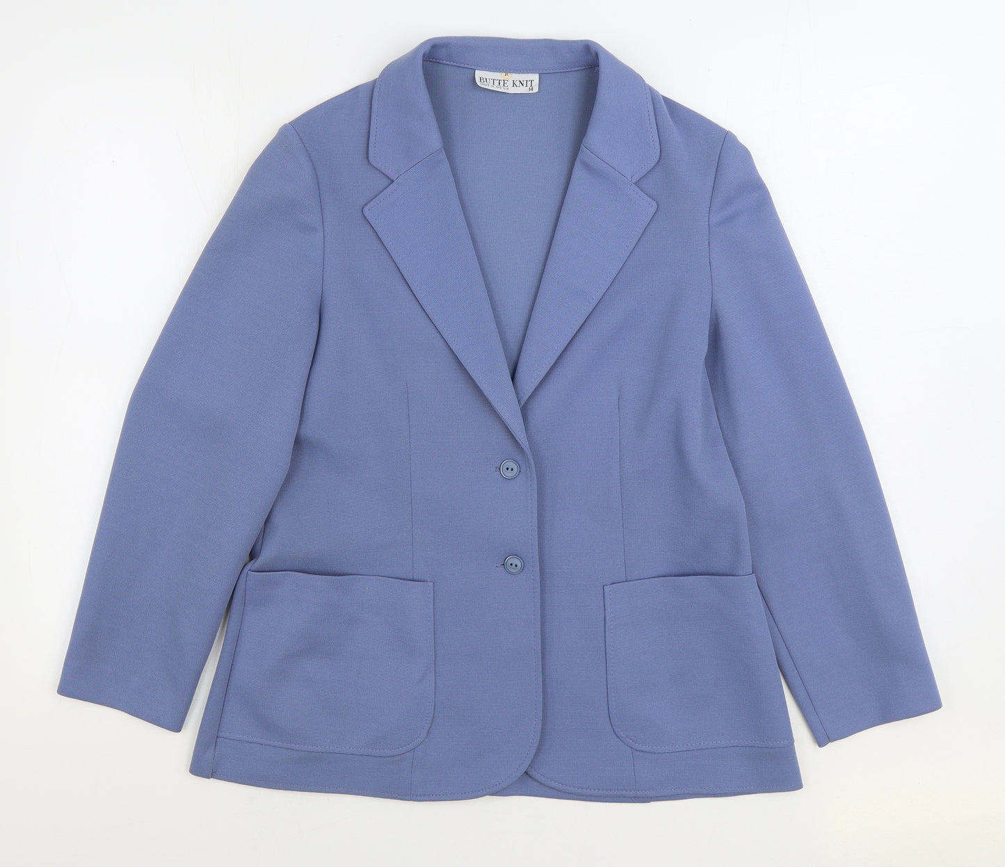 Butte Knit Womens Blue Jacket Blazer Size 14 Button