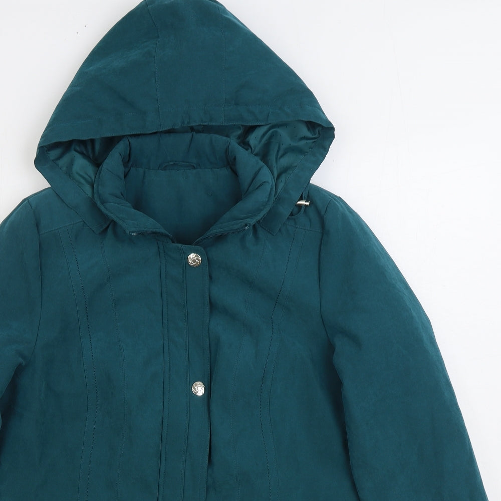 Anna Rose Womens Green Overcoat Coat Size S Zip