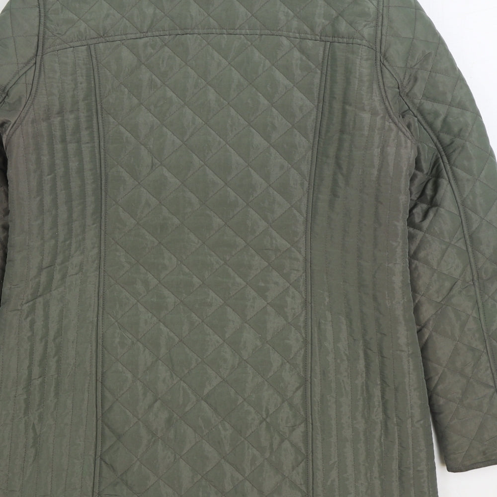 Marks and Spencer Womens Green Quilted Coat Size 12 Zip
