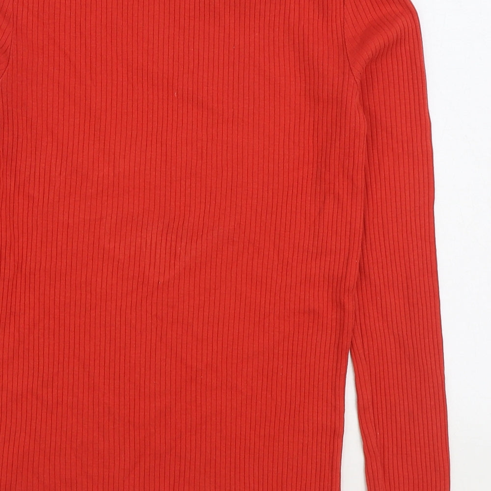 River Island Womens Red Cowl Neck 100% Cotton Pullover Jumper Size 8