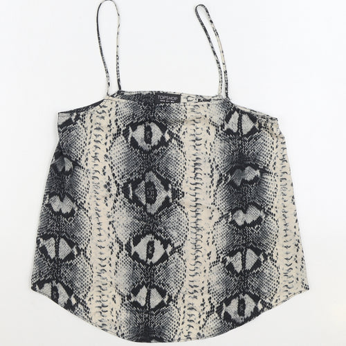 Topshop Womens Grey Animal Print Polyester Camisole Tank Size 8 Square Neck - Snake Print