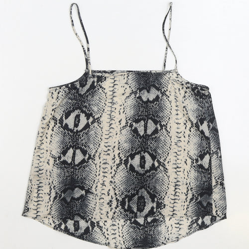Topshop Womens Grey Animal Print Polyester Camisole Tank Size 8 Square Neck - Snake Print