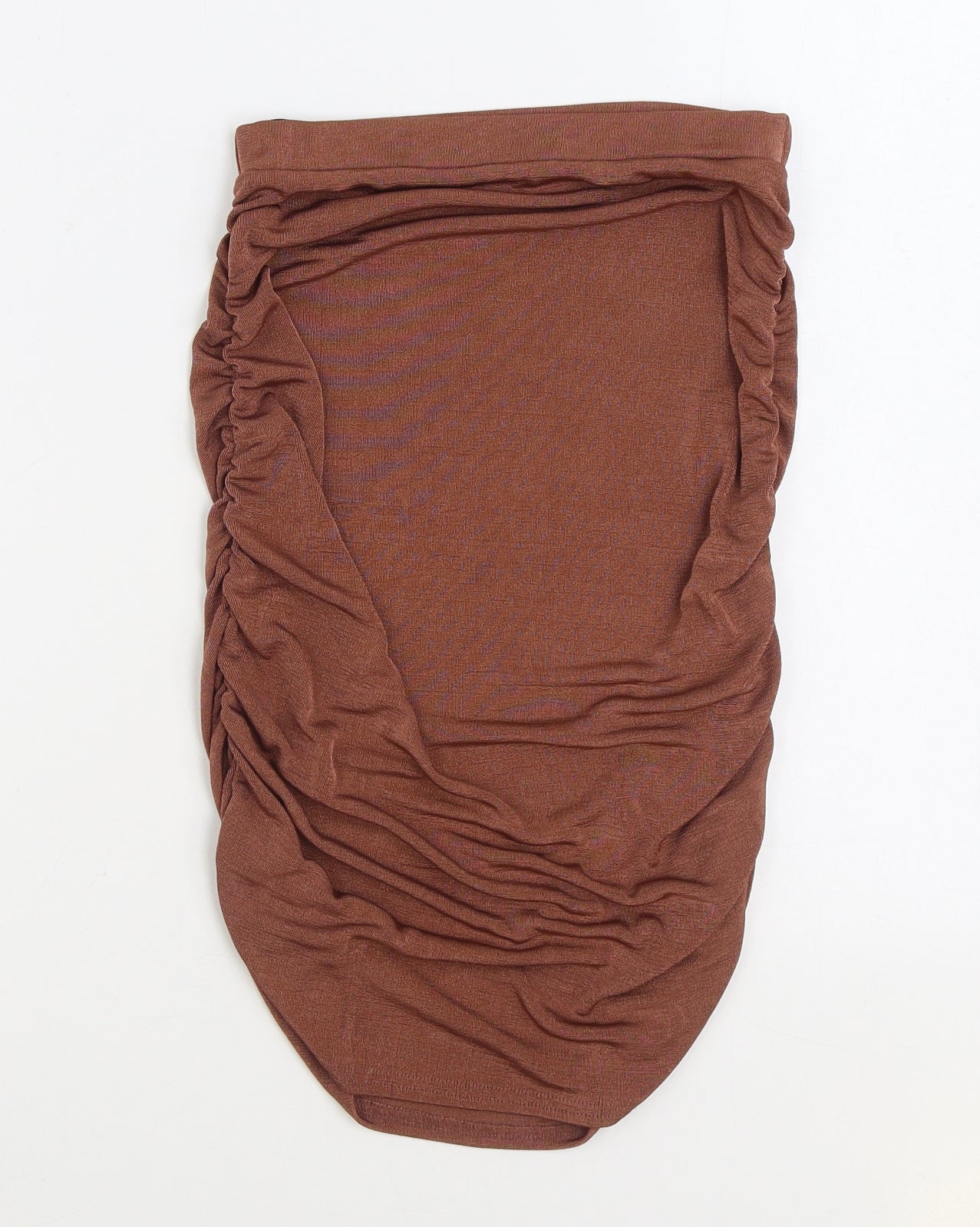 PRETTYLITTLETHING Womens Brown Polyester Straight & Pencil Skirt Size 6 - Ruched