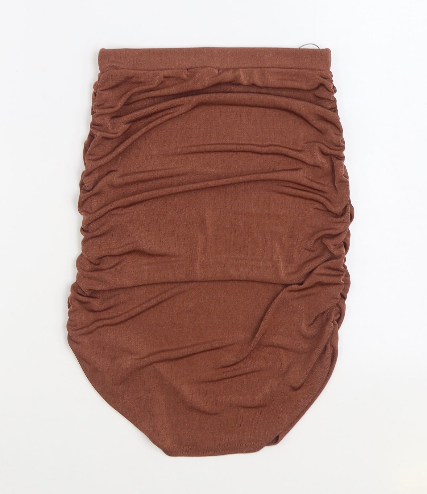 PRETTYLITTLETHING Womens Brown Polyester Straight & Pencil Skirt Size 6 - Ruched