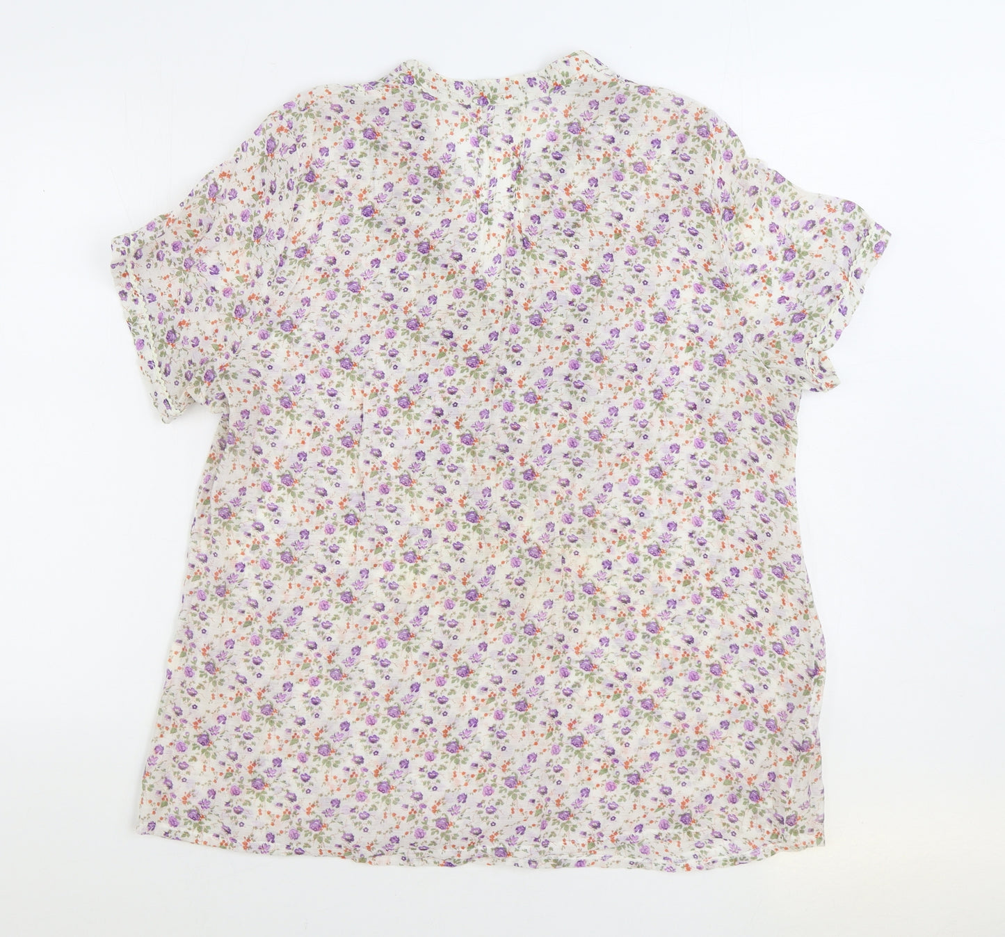 Fan June Womens Multicoloured Floral Polyester Basic Blouse Size 3XL V-Neck