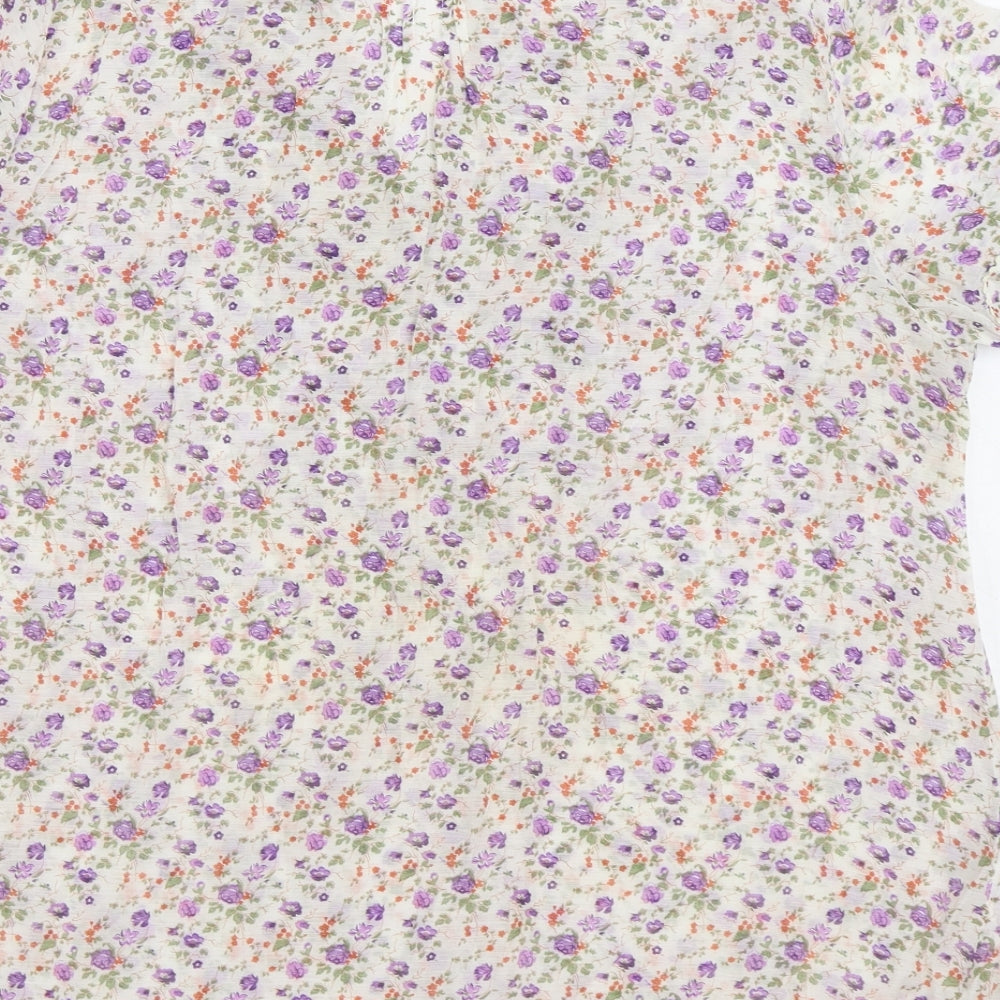 Fan June Womens Multicoloured Floral Polyester Basic Blouse Size 3XL V-Neck