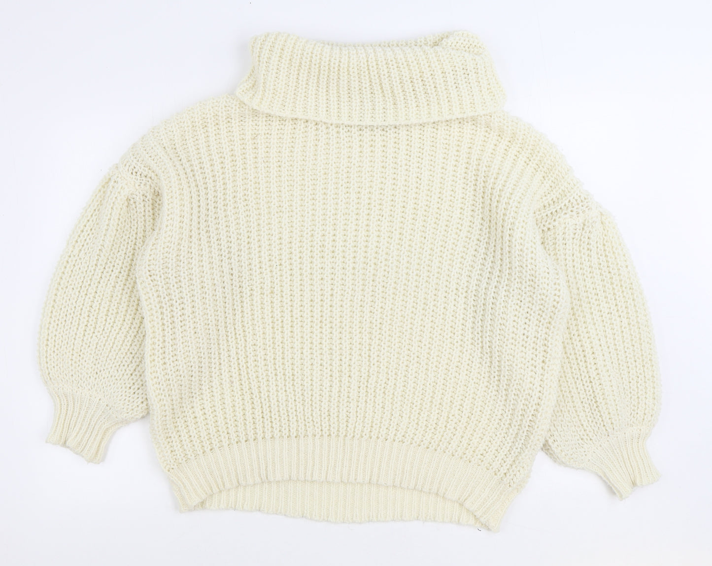 Boohoo Womens White Roll Neck Polyester Pullover Jumper Size 20