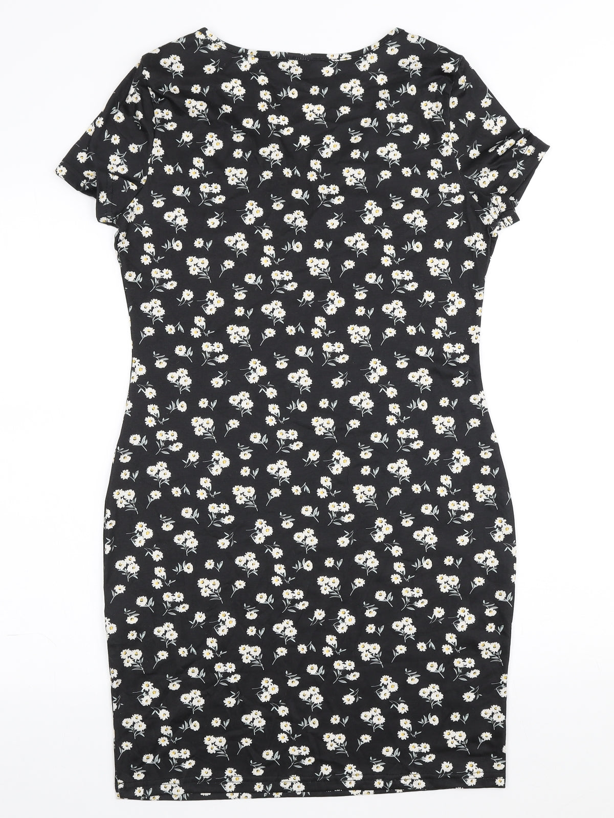 SheIn Womens Black Floral Polyester Bodycon Size 12 V-Neck