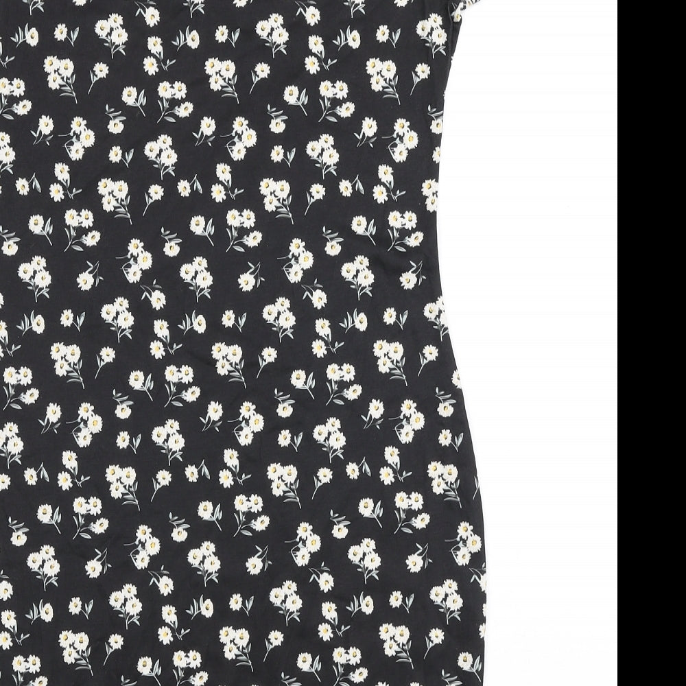 SheIn Womens Black Floral Polyester Bodycon Size 12 V-Neck