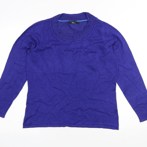 Bonmarché Womens Blue Scoop Neck Viscose Pullover Jumper Size S
