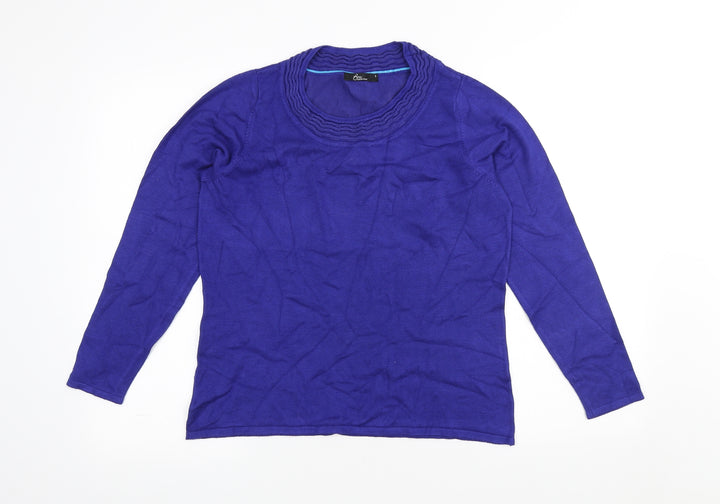 Bonmarché Womens Blue Scoop Neck Viscose Pullover Jumper Size S