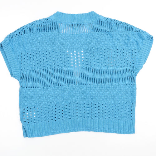 The Collection Womens Blue V-Neck Acrylic Cardigan Jumper Size 12