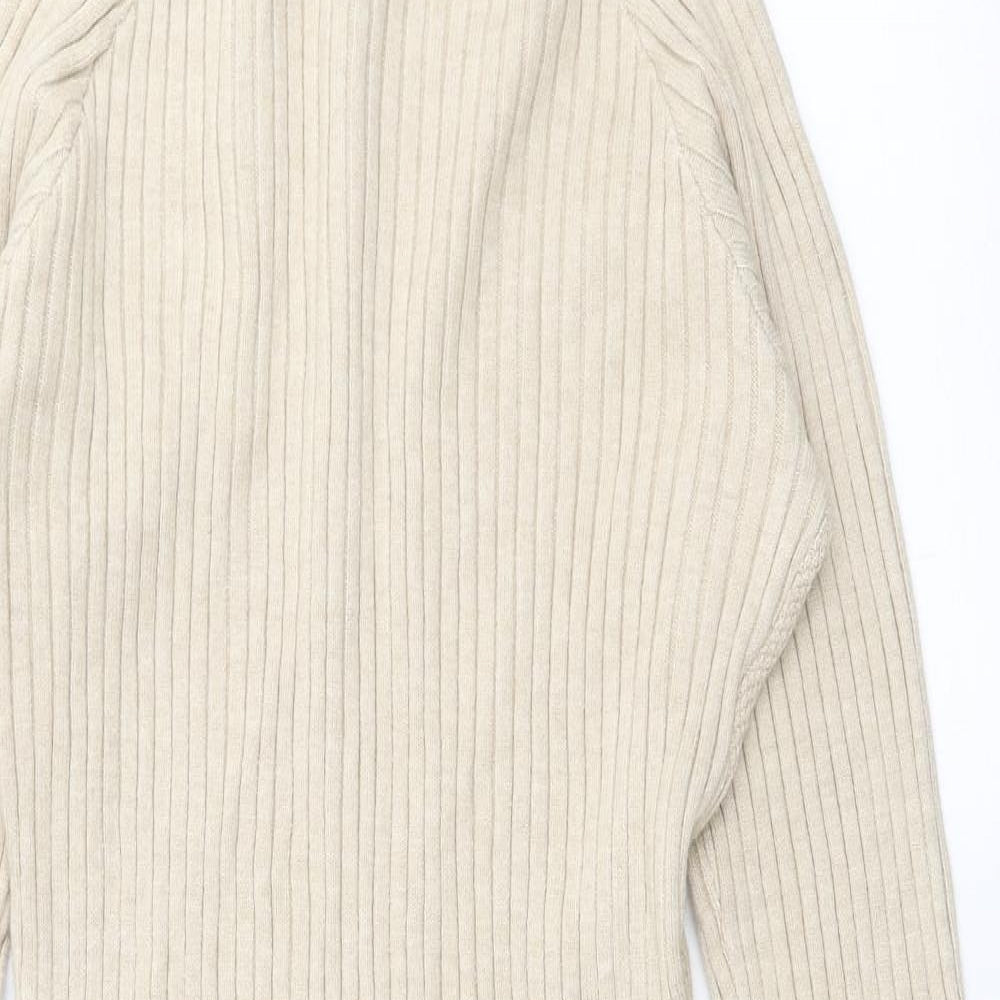Preworn Womens Beige Acrylic Jumper Dress Size M High Neck