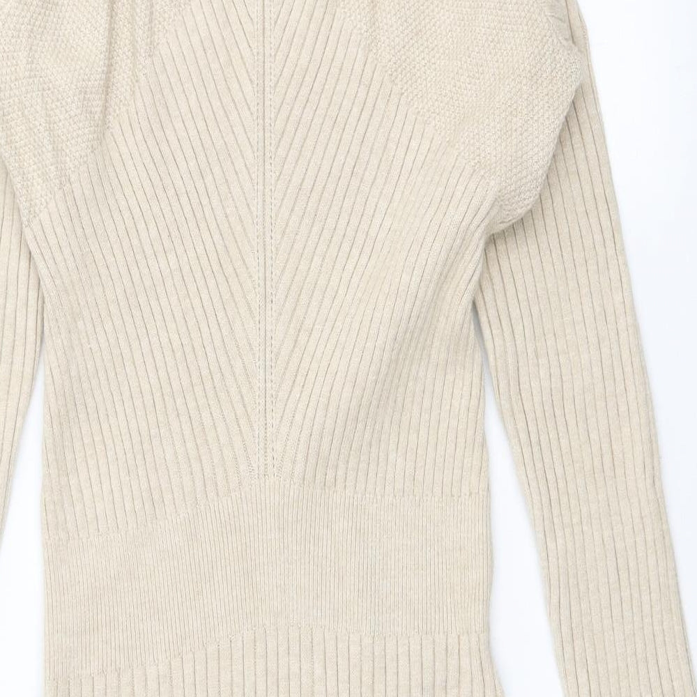 Preworn Womens Beige Acrylic Jumper Dress Size M High Neck