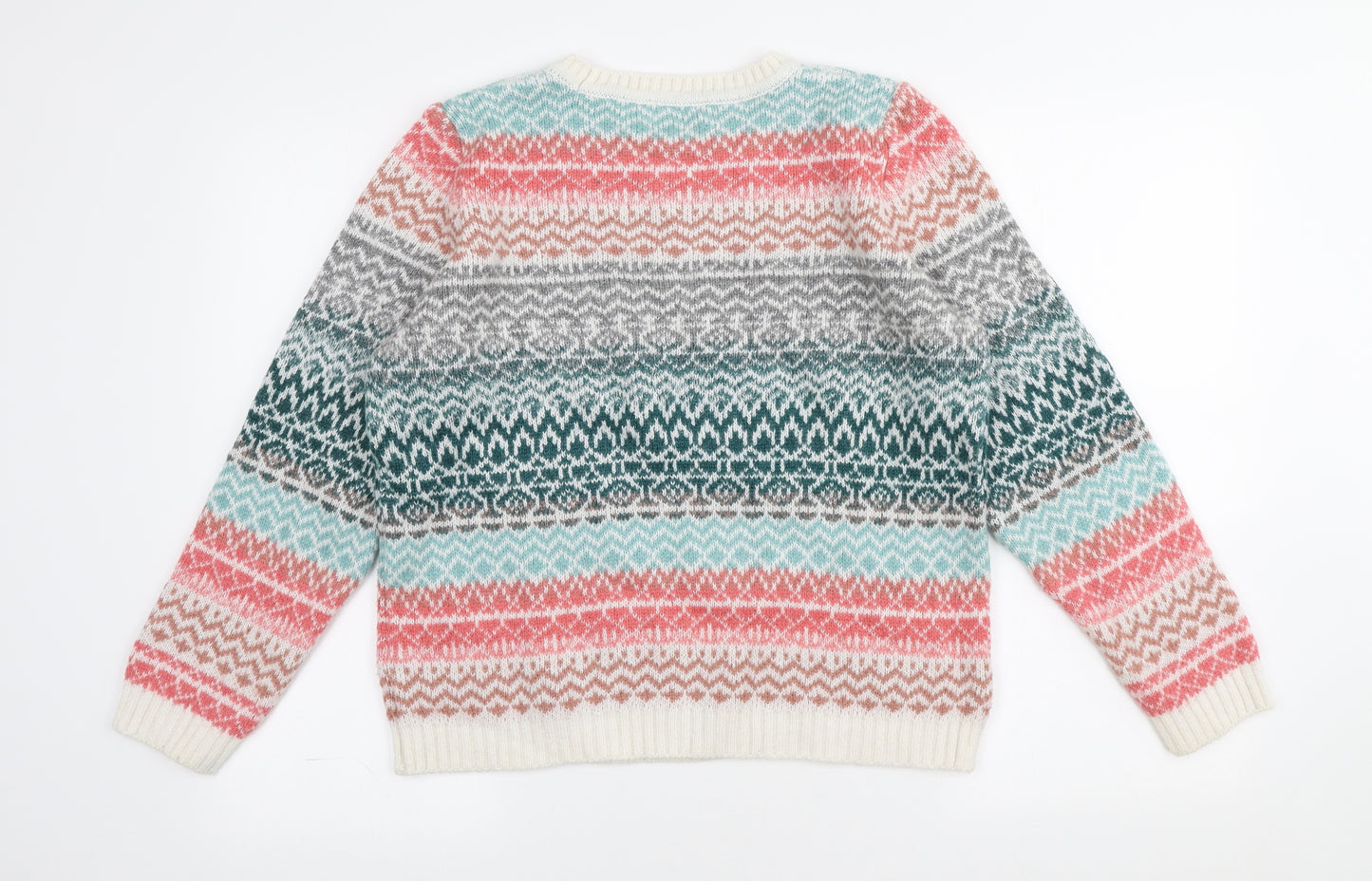 Per Una Womens Multicoloured Crew Neck Geometric Acrylic Pullover Jumper Size 14