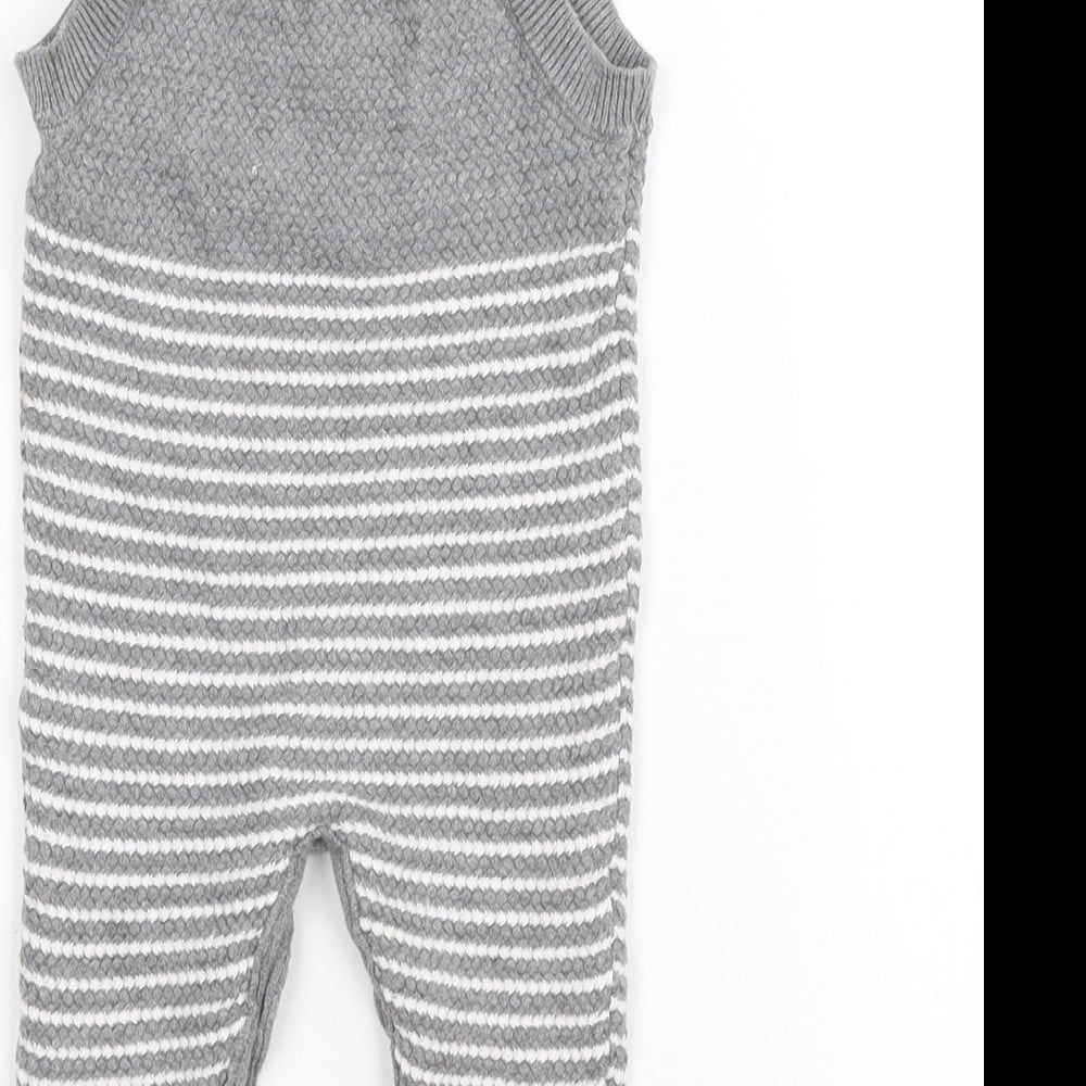 Matalan Baby Green Striped Cotton Jumpsuit Outfit/Set Size 0-3 Months Button