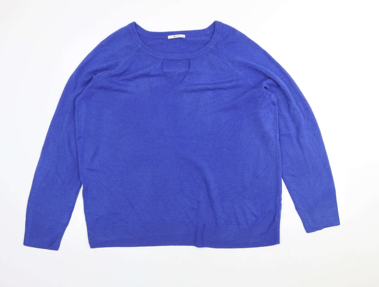 TU Womens Blue Crew Neck Acrylic Pullover Jumper Size 22
