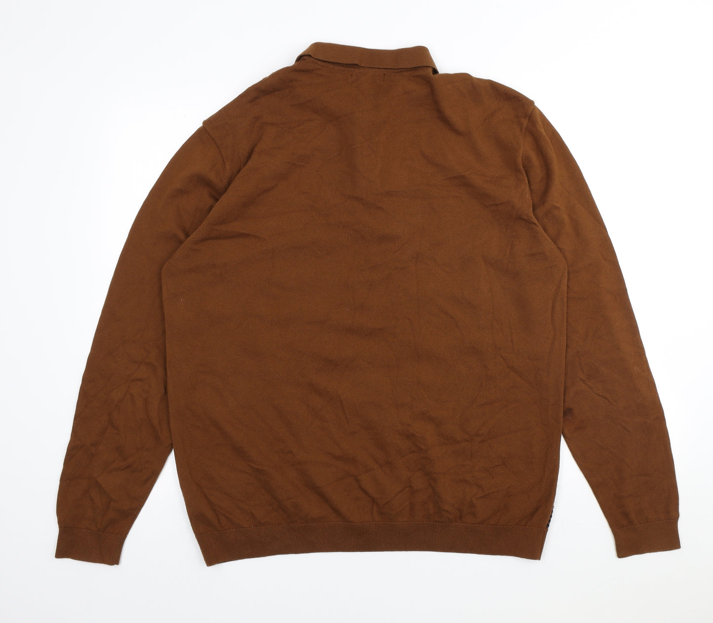 NEXT Mens Brown Cotton Polo Size XL Collared