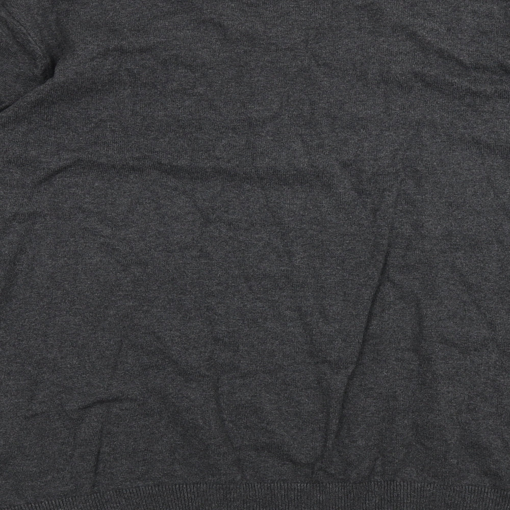 Red Herring Mens Grey V-Neck Cotton Pullover Jumper Size XL