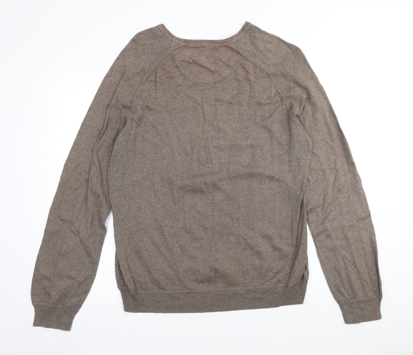 Marks and Spencer Mens Brown Round Neck Cotton Pullover Jumper Size L