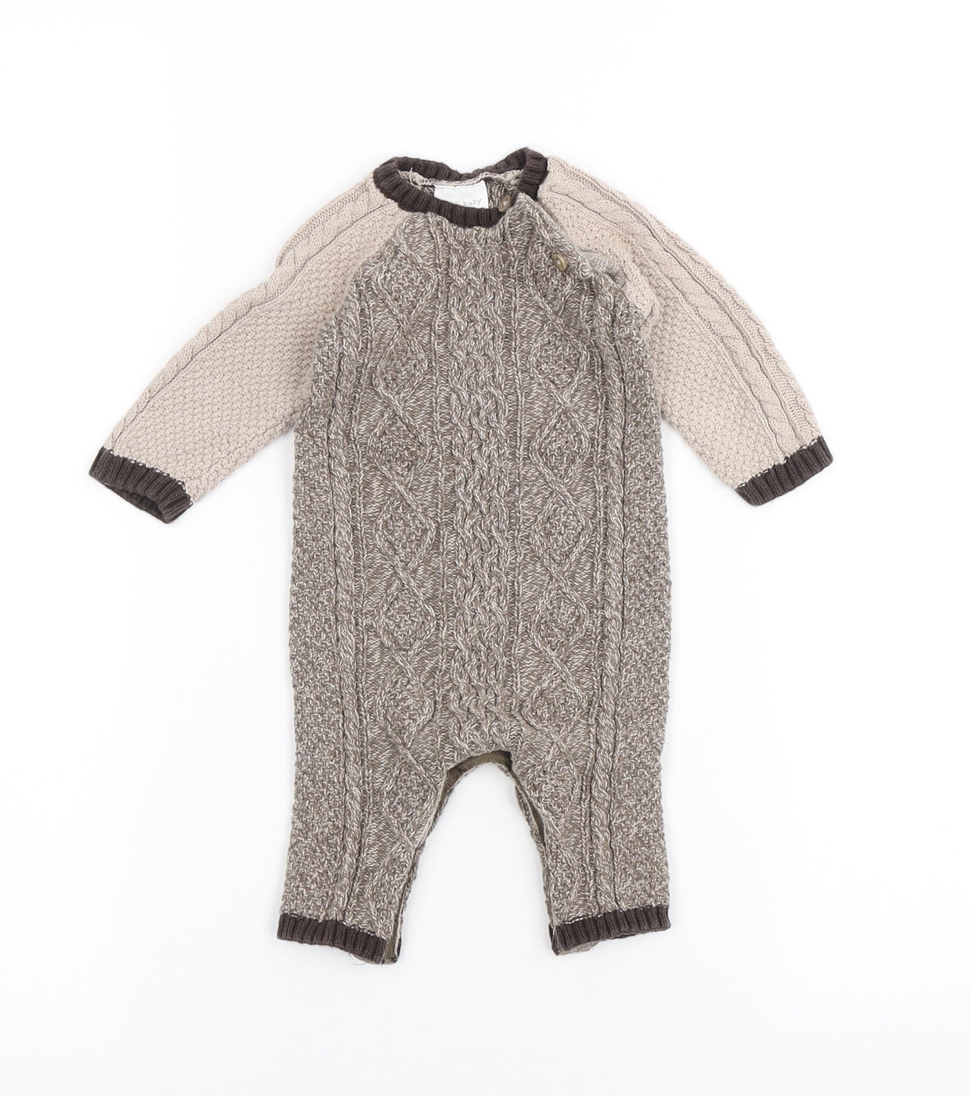 NEXT Boys Brown Cotton Romper Outfit/Set Size 0-3 Months
