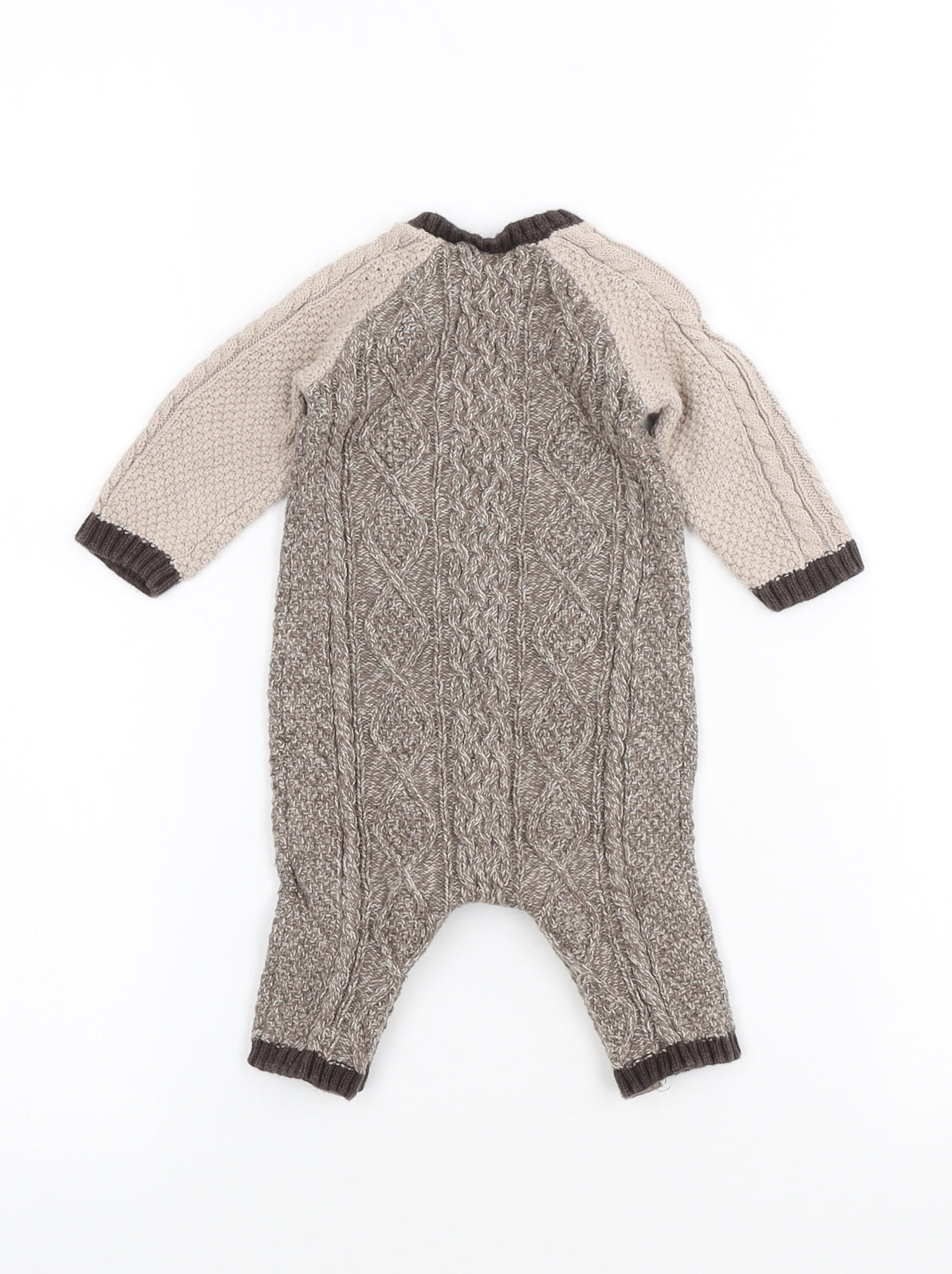 NEXT Boys Brown Cotton Romper Outfit/Set Size 0-3 Months