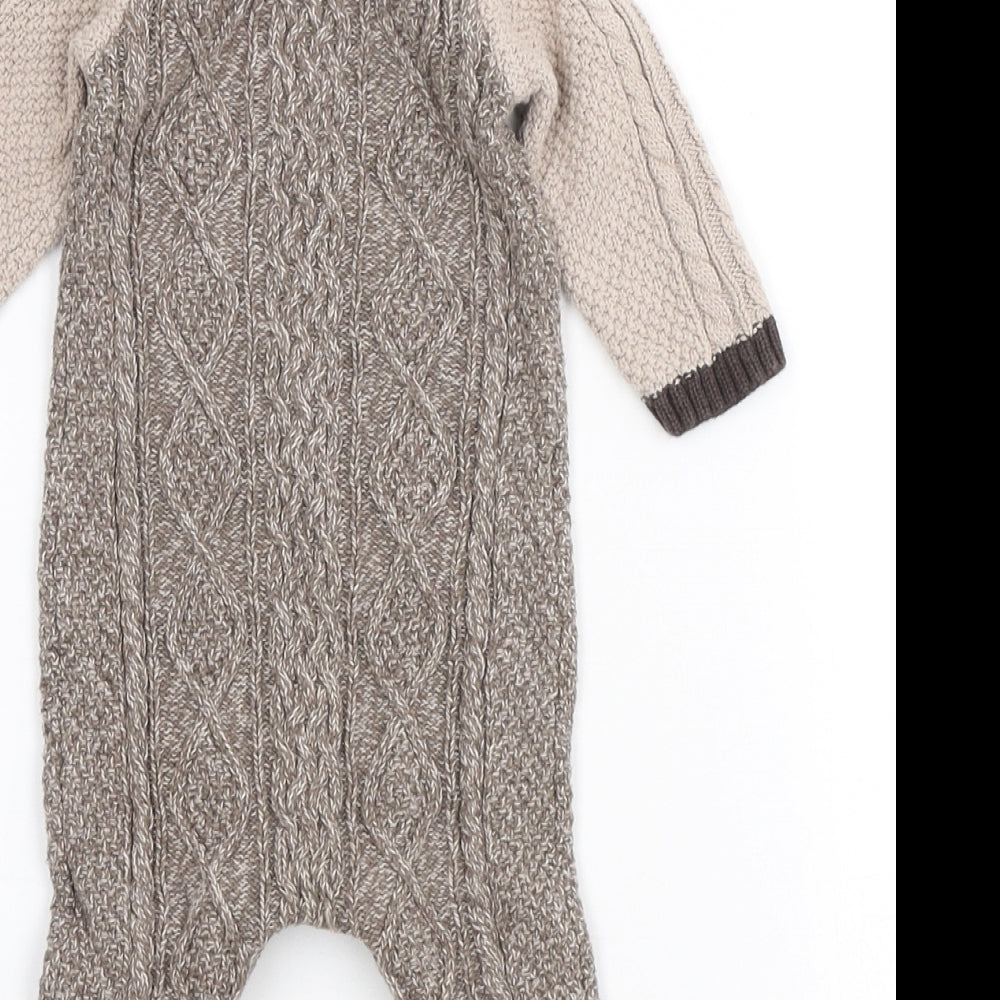 NEXT Boys Brown Cotton Romper Outfit/Set Size 0-3 Months