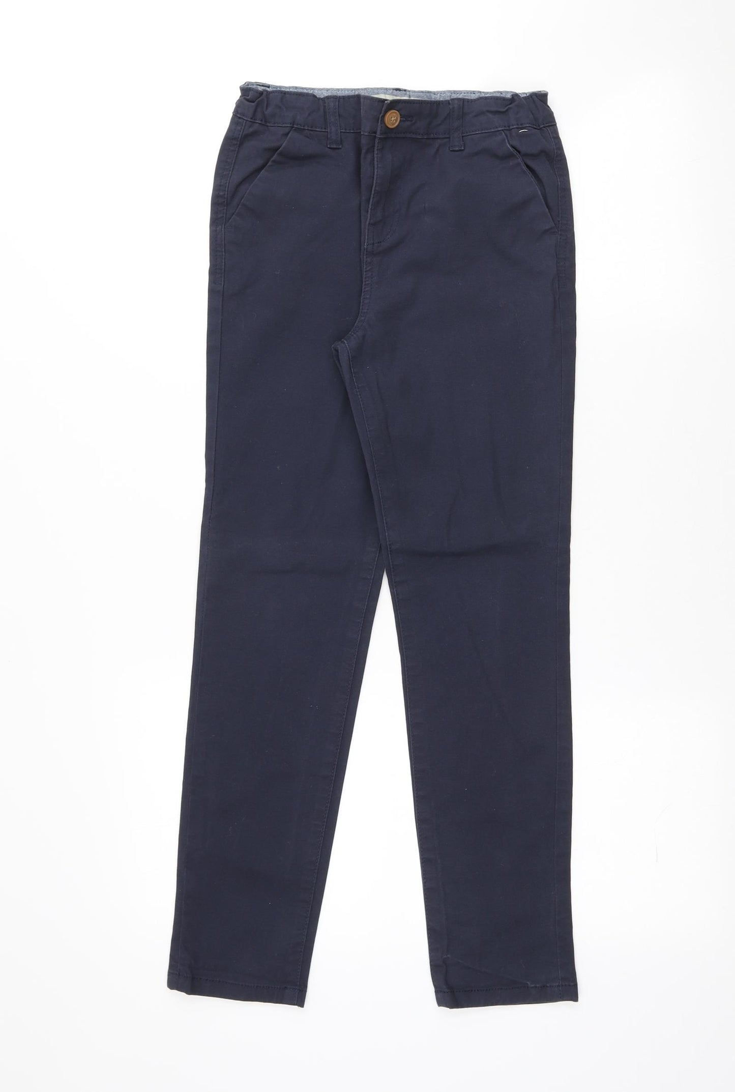 Denim & Co. Boys Blue Cotton Chino Trousers Size 10-11 Years Regular Zip