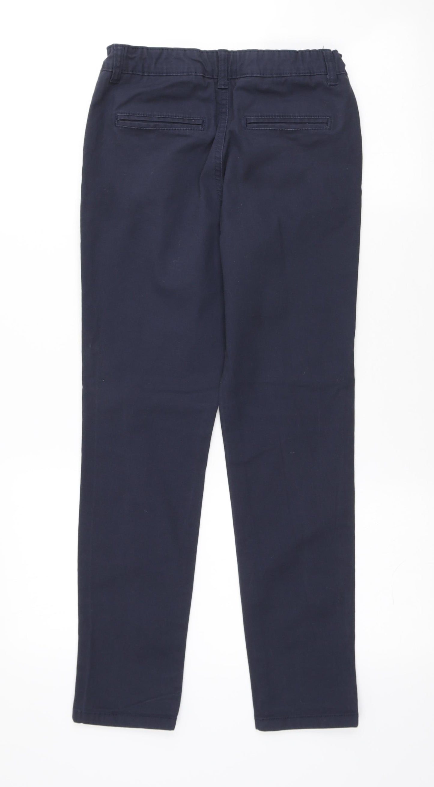 Denim & Co. Boys Blue Cotton Chino Trousers Size 10-11 Years Regular Zip