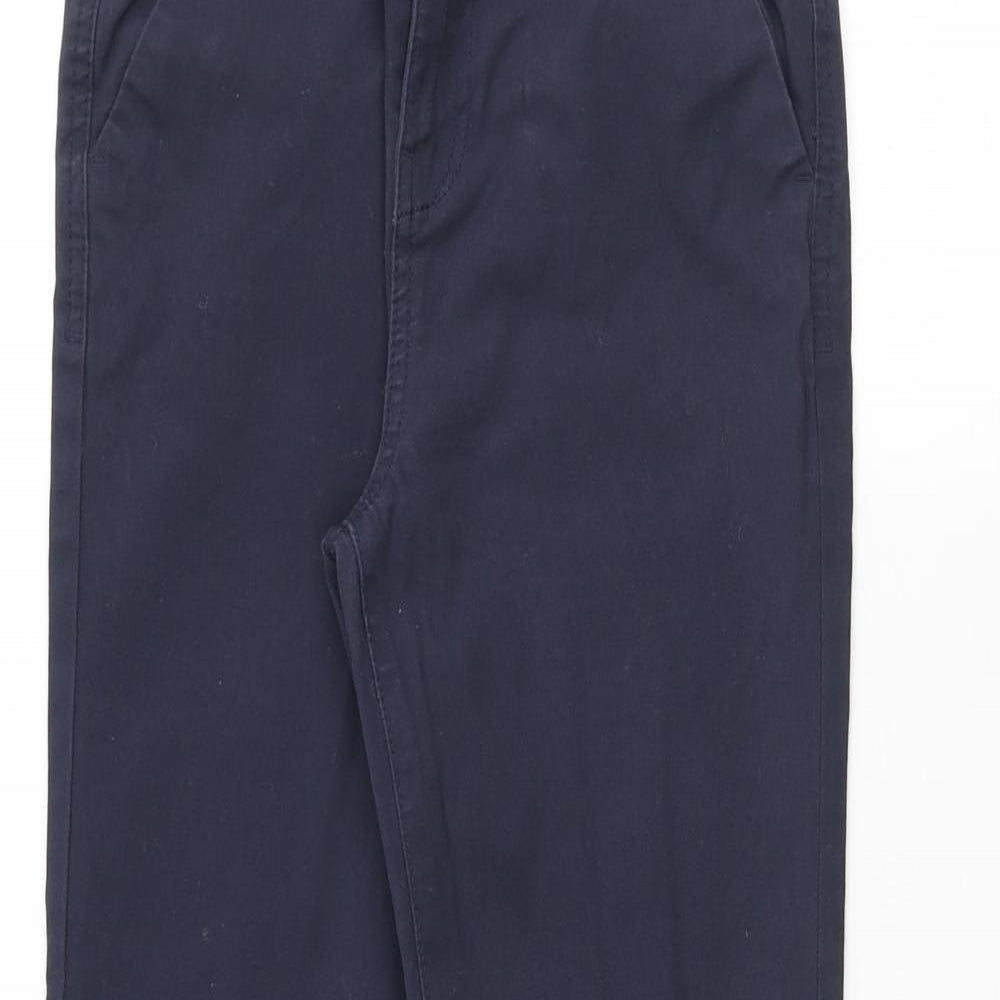Denim & Co. Boys Blue Cotton Chino Trousers Size 10-11 Years Regular Zip