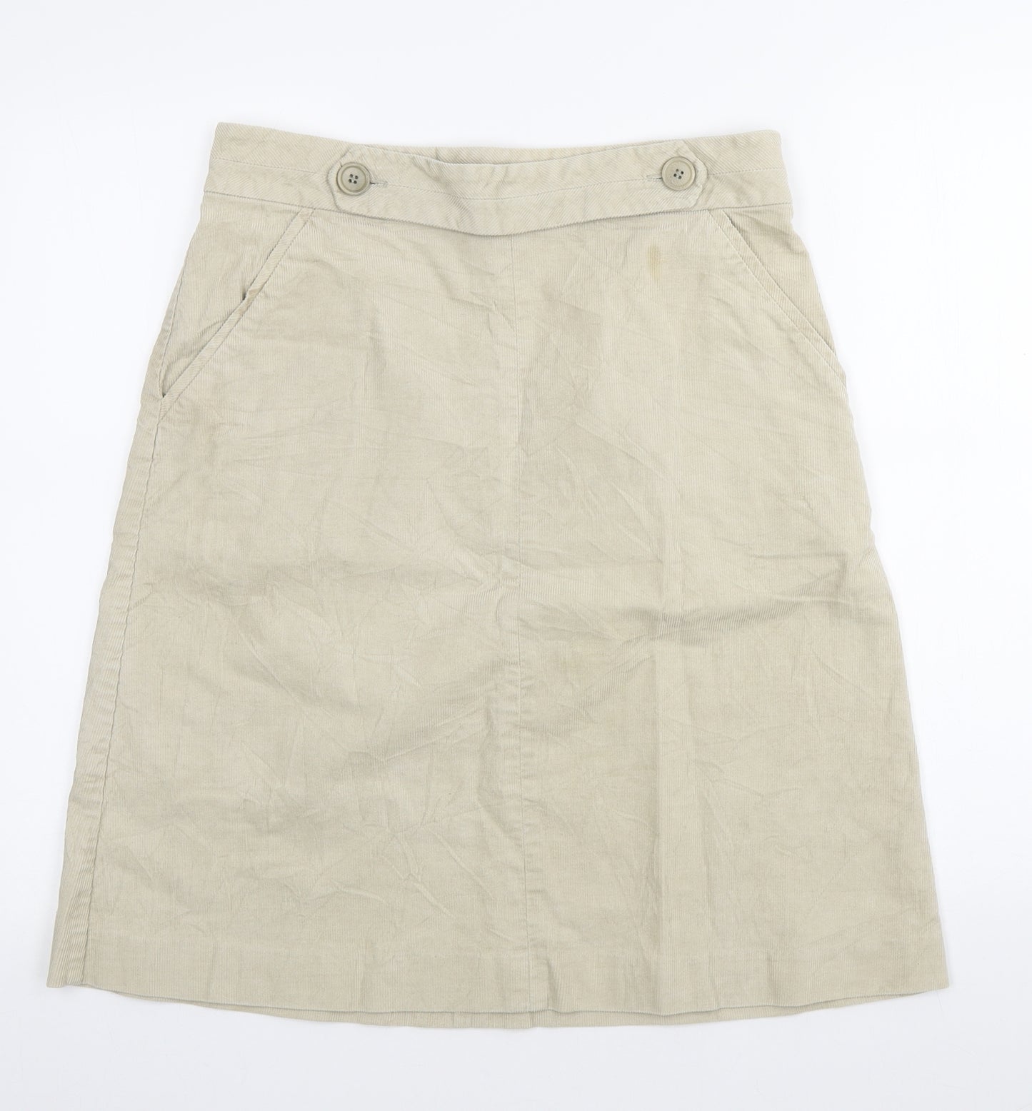 Jigsaw Womens Beige Cotton A-Line Skirt Size 8 Zip