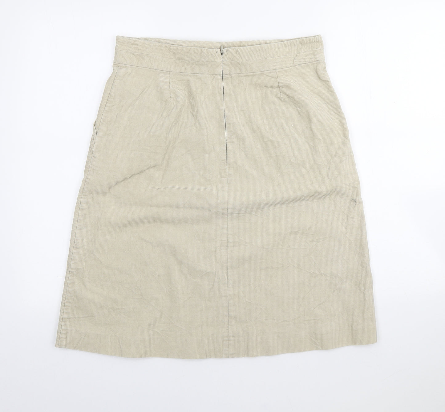 Jigsaw Womens Beige Cotton A-Line Skirt Size 8 Zip