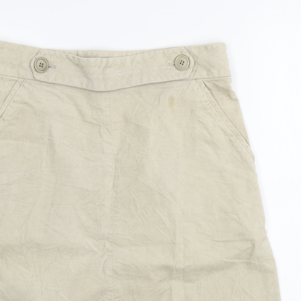 Jigsaw Womens Beige Cotton A-Line Skirt Size 8 Zip