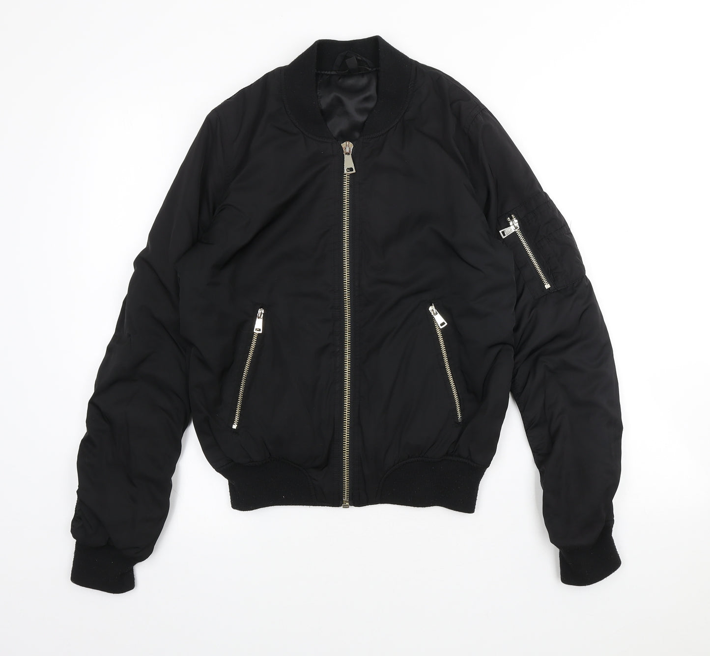 Topshop Womens Black Bomber Jacket Jacket Size 8 Zip