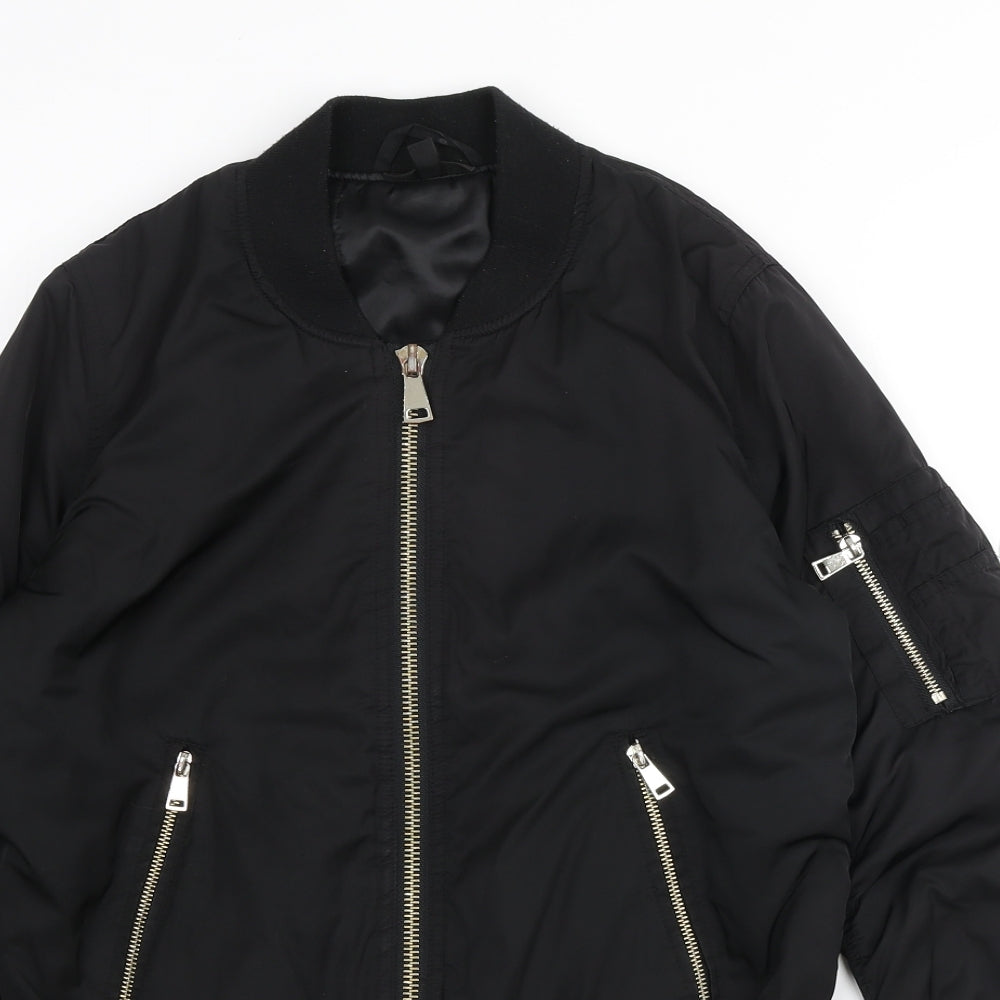 Topshop Womens Black Bomber Jacket Jacket Size 8 Zip