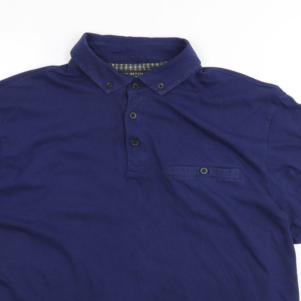 Burton Mens Blue Cotton Polo Size L Collared