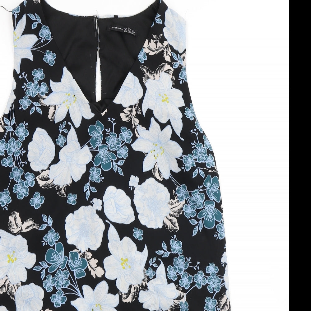 Atmosphere Womens Black Floral Polyester Sheath Size 16 V-Neck