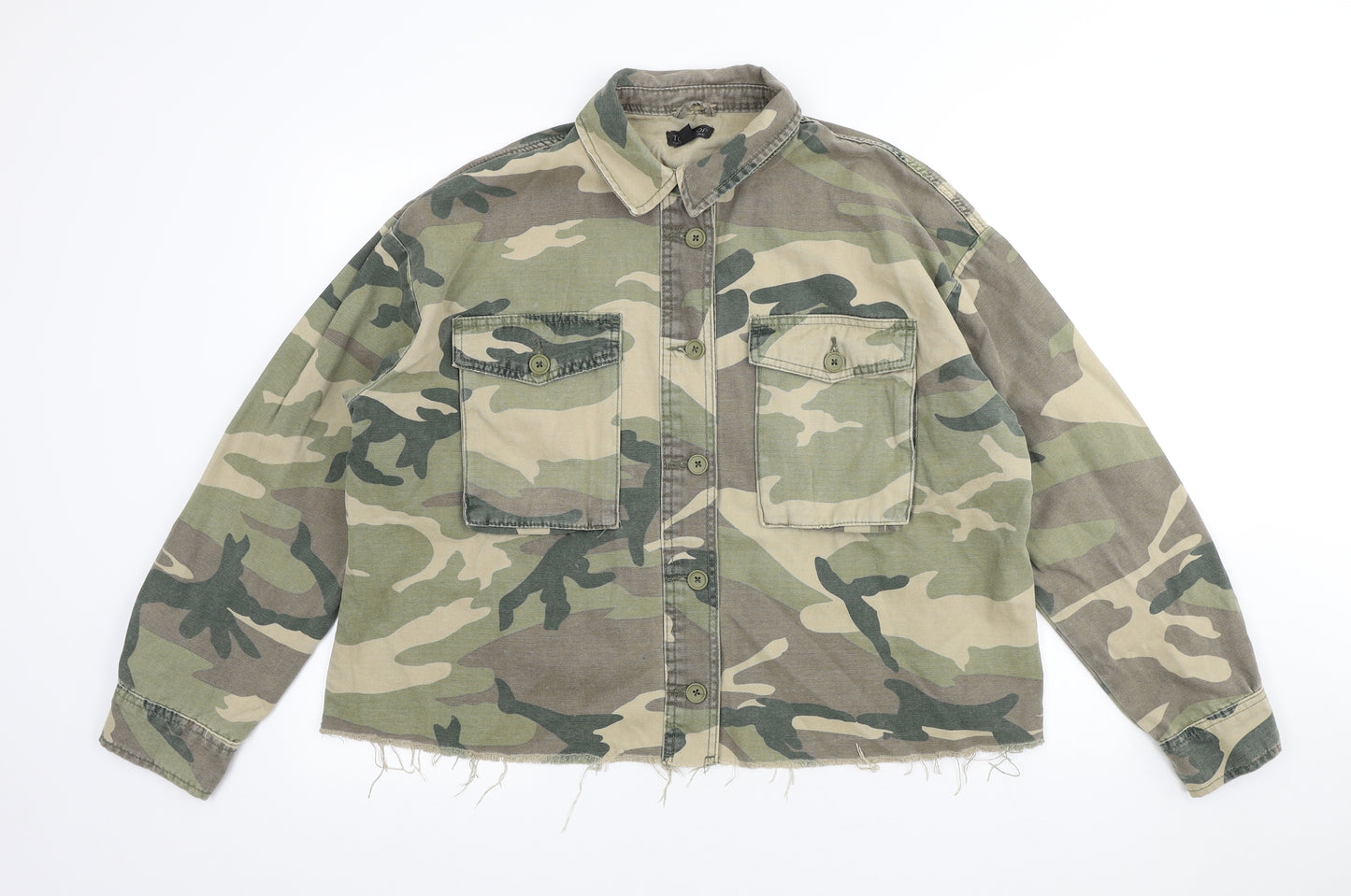 Topshop Womens Green Camouflage Jacket Size M