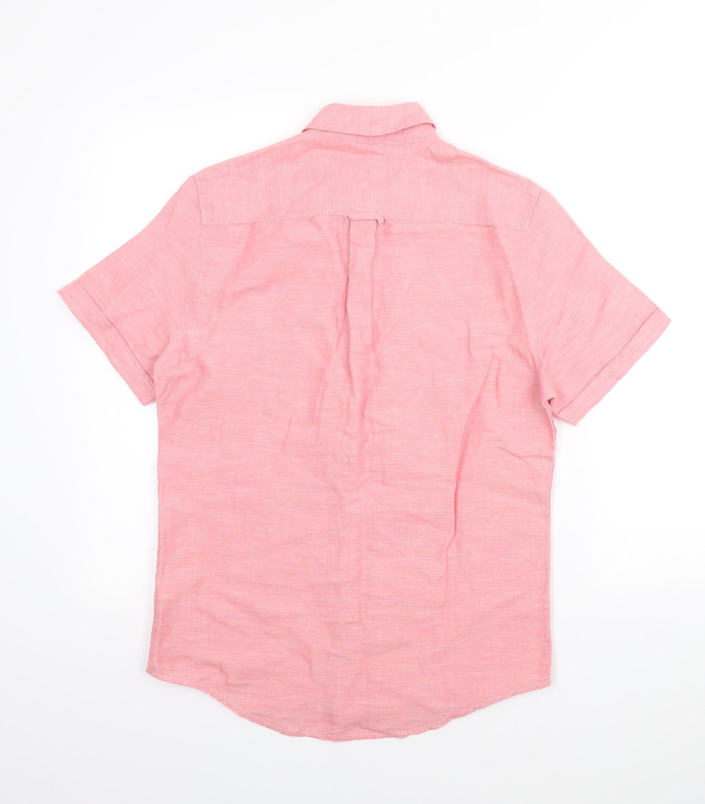 Burton Mens Pink Linen Button-Up Size S Collared Button