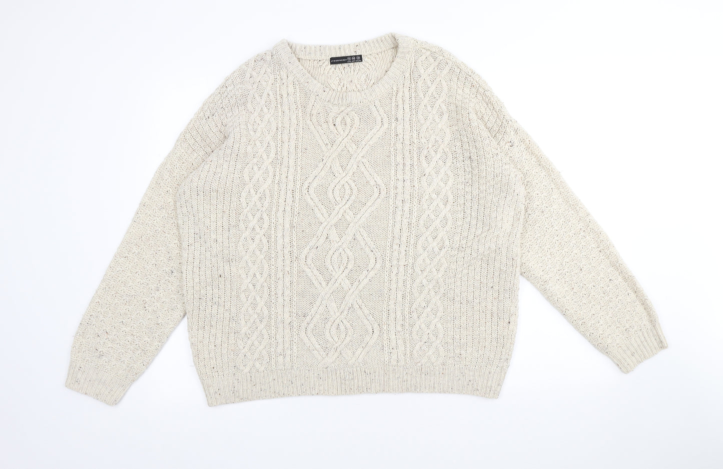 Atmosphere Womens Beige Scoop Neck Acrylic Pullover Jumper Size 12