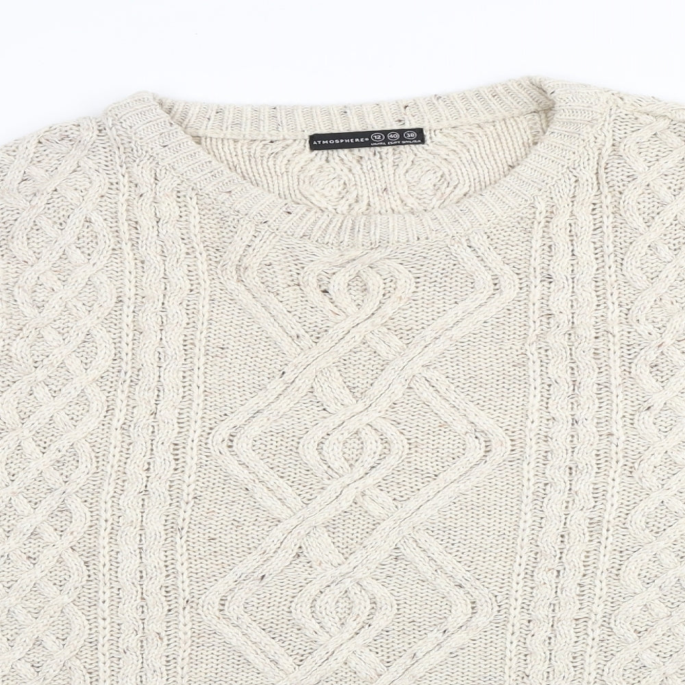 Atmosphere Womens Beige Scoop Neck Acrylic Pullover Jumper Size 12