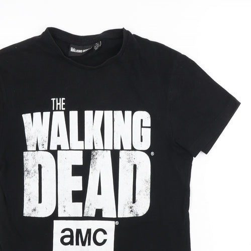 Cedar Wood State Mens Black Cotton T-Shirt Size XS Crew Neck - The walking Dead