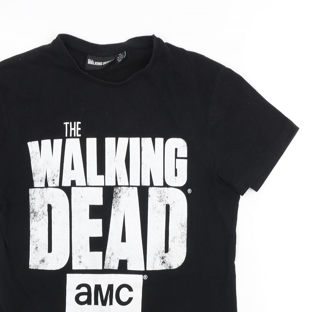Cedar Wood State Mens Black Cotton T-Shirt Size XS Crew Neck - The walking Dead